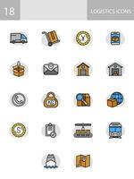 18 Logistic Icons in Flat Style. vector