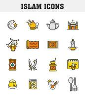 ISLAM ICONS in FLAT STYLE. vector