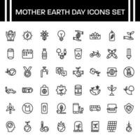 Set of Mother Earth Day icon in thin line art. vector