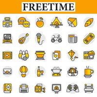 Collection of Free Time Icon on Gray Round Background. vector