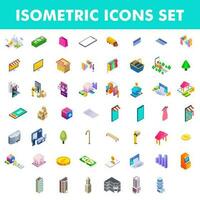 Different colorful business isometric icon set. vector