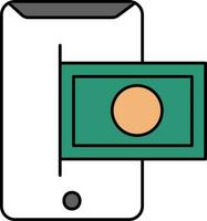 Money Withdrawal From Mobile From Online Colorful Icon. vector