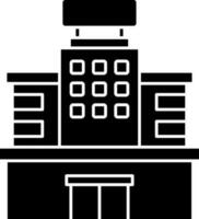 black and white Color Building Icon In Flat Style. vector