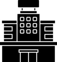 negro y blanco color edificio icono en plano estilo. vector