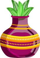 Worship Pot Kalash Element In Flat Style. vector