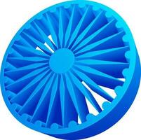 Shiny blue Ashoka wheel in 3d. vector