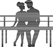 Young couple silhouette in sitting pose. vector