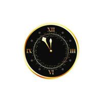 Illustration of wall clock in golden and black color. vector