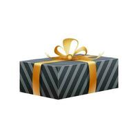 Top view of gift box with glossy golden ribbon. vector