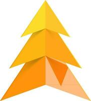 Paper cut christmas tree in orange color. vector