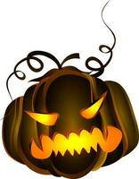 Isometric icon of spooky jack-o-lantern. vector