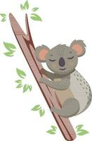 Illustration of koala character climbing on tree. vector