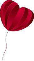 Creative red heart balloon in paper cut style. vector