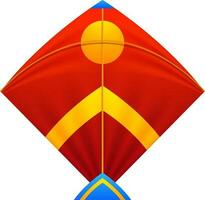 Realistic glossy kite in red color. vector