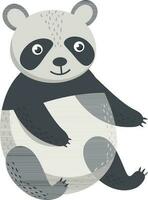 Cartoon character panda bear sitting on white background. vector