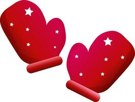 Pair of gloveor mitten in red color. vector