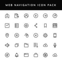 Black line art illustration of web navigation icon pack. vector