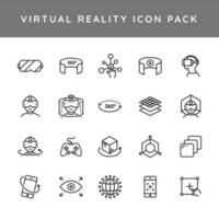 Black line art illustration of virtual reality icon pack. vector