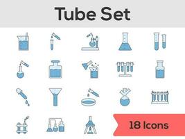 Set Of Lab Tube Icon Set In Blue Color. vector