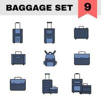 Set of Baggage Icon In Blue Color. vector