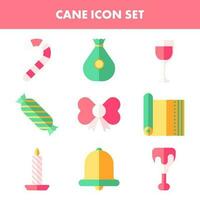 Colorful Cane Icon Set In Flat Style. vector