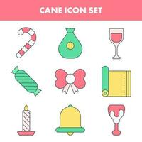 Flat Style Cane Icon Set On White Background. vector