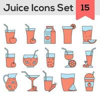 Red And Blue Color Juice Icon Set In Flat Style. vector