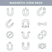 Blue Line Art Set of Magnetic Icon In Flat Style. vector