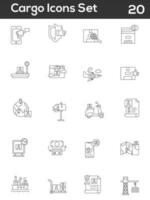 Stroke Style Cargo Icons Set On White Background. vector