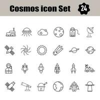 negro línea Arte conjunto de cosmos icono en plano estilo. vector