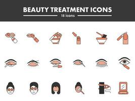 Set Of Beauty Treatment Icons Or Symbol In Grey And Red Color. vector