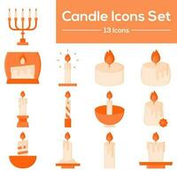 Illustration Of Candle Icons Set In Orange color vector