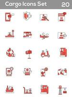 Vector Illustration Of Cargo Icons Set In Red And White Color.