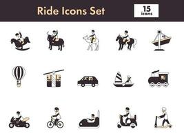 Set Of Ride Icon Or Symbol In Flat Style. vector