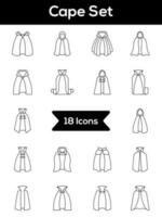 Illustration of Cape Icon Set in Flat Style. vector