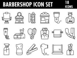 Set Of Barbershop Icon In Linear Style. vector