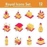 Pink And Yellow Color Set of Royal Icon. vector