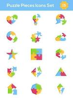 Vector Illustration of Colorful Puzzle Piece Icon Set in Flat Style.