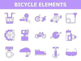 Isolated Bicycle Icon Set in Purple And White Color Flat Style. vector