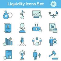 Blue Color Set of Liquidity Icon In Flat Style. vector