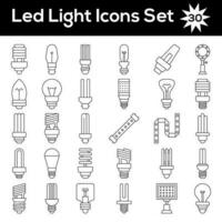 Illustration Of LED Light Icon Set In Linear Style. vector