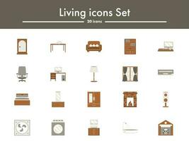 Set Of Living Icon In Gray And Brown Color. vector