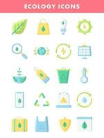 vistoso conjunto de ecología icono en plano estilo. vector