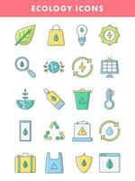 vistoso conjunto de ecología icono en plano estilo. vector