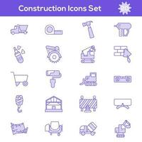 Purple And White Color Set of Construction Icon In Flat Style. vector