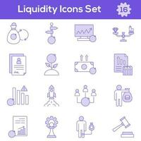 Purple And White Color Set of Liquidity Icon In Flat Style. vector