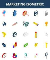 3D isometric set of Marketing icon on white background. vector