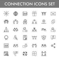 Black Line Art Illustration of Connection Icon Set. vector