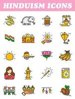 HINDUISM ICONS in FLAT STYLE. vector