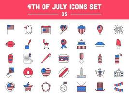 USA Flag Color Icon Set Of 4th Of July Flat Icon Or Symbol. vector